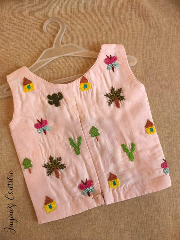 Pink dual tone crop top with skirt