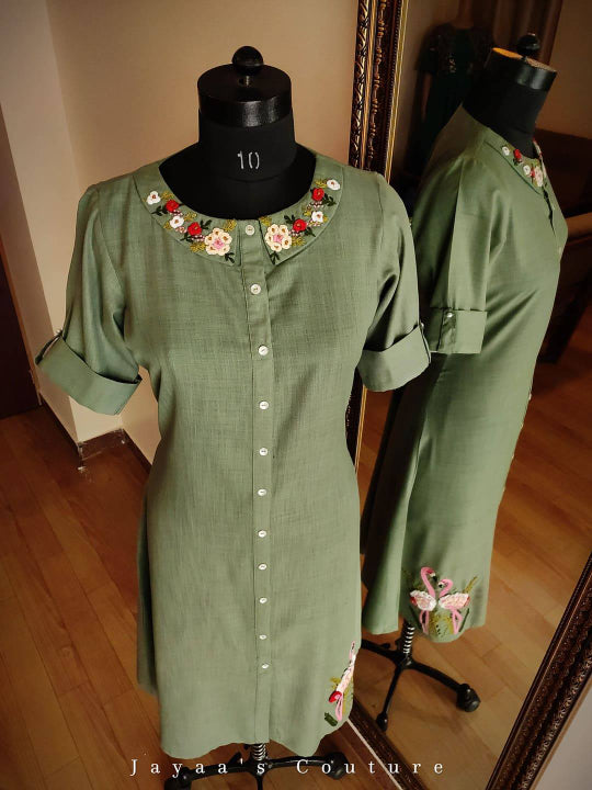 Dusty military green tunic with pants