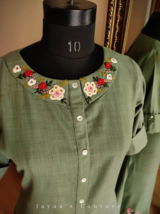 Dusty military green tunic with pants
