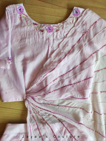 Lavender frill skirt with draped crop top