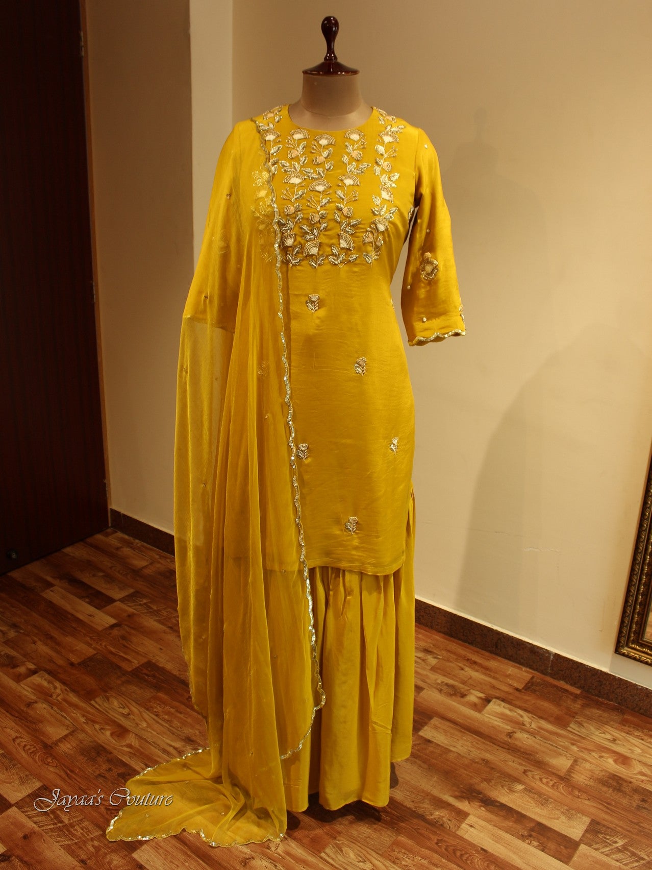 Mustard Yellow kurta with sharara and dupatta