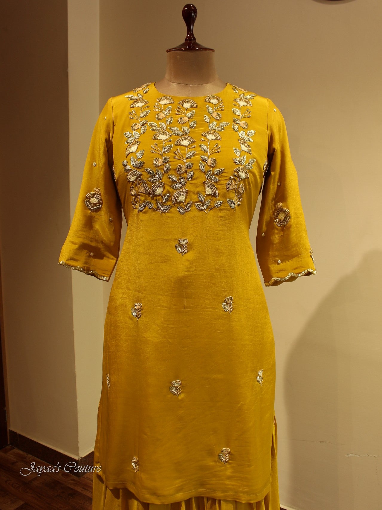 Mustard Yellow kurta with sharara and dupatta