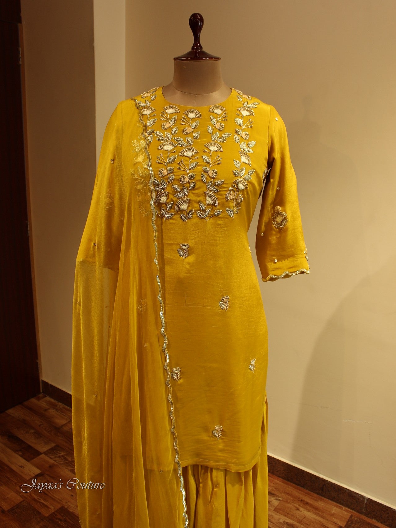 Mustard Yellow kurta with sharara and dupatta