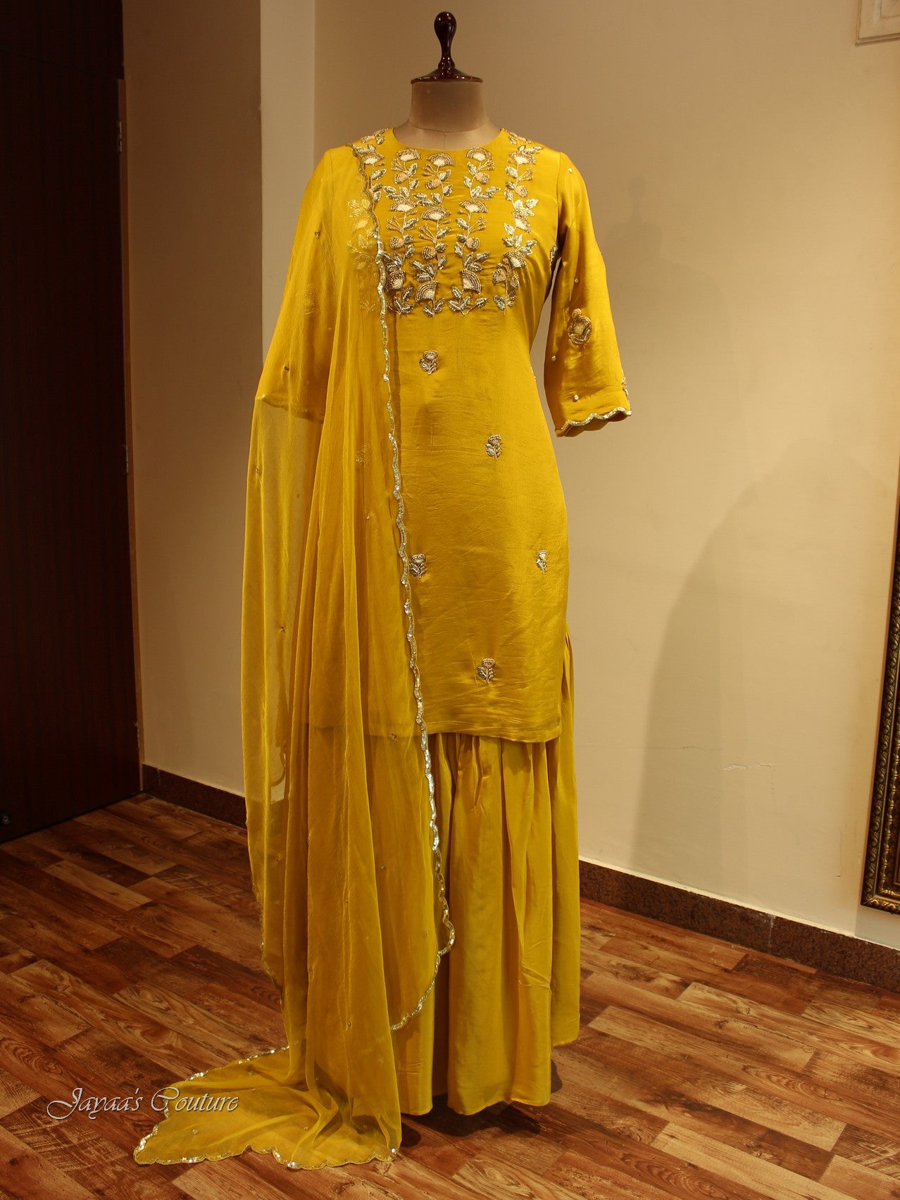 Mustard Yellow kurta with sharara and dupatta