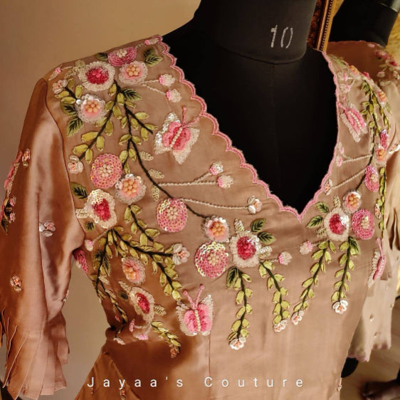 Beigish peach Peplum sharara