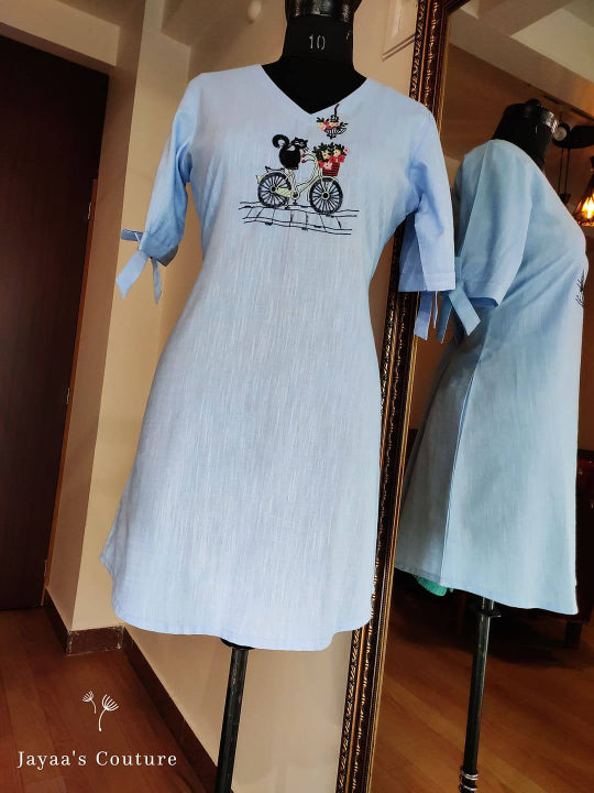 Powder blue Tunic Embroidered