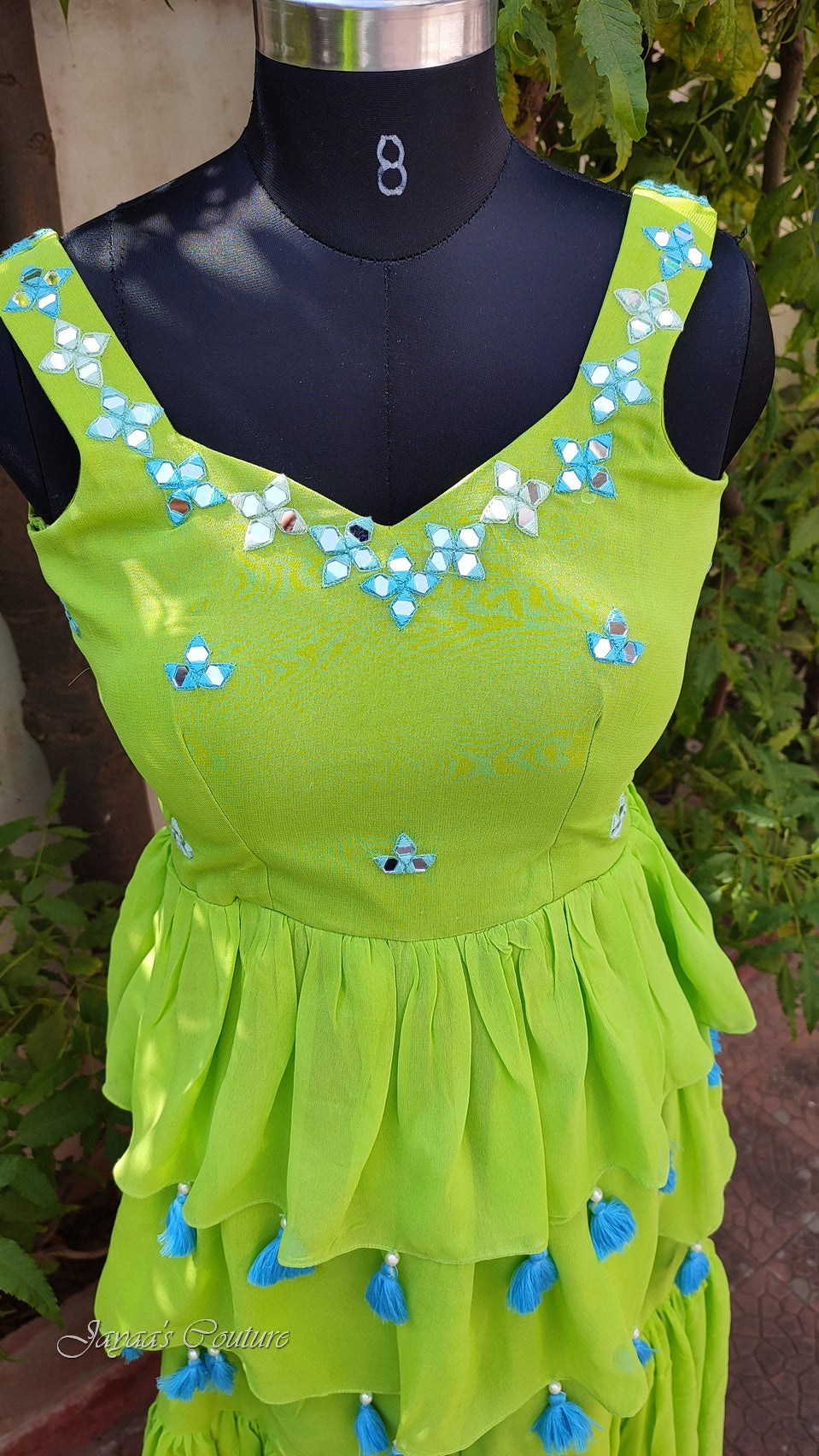 Parrot green peplum with sharara