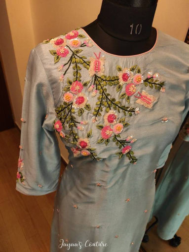 Steel grey A line long dress