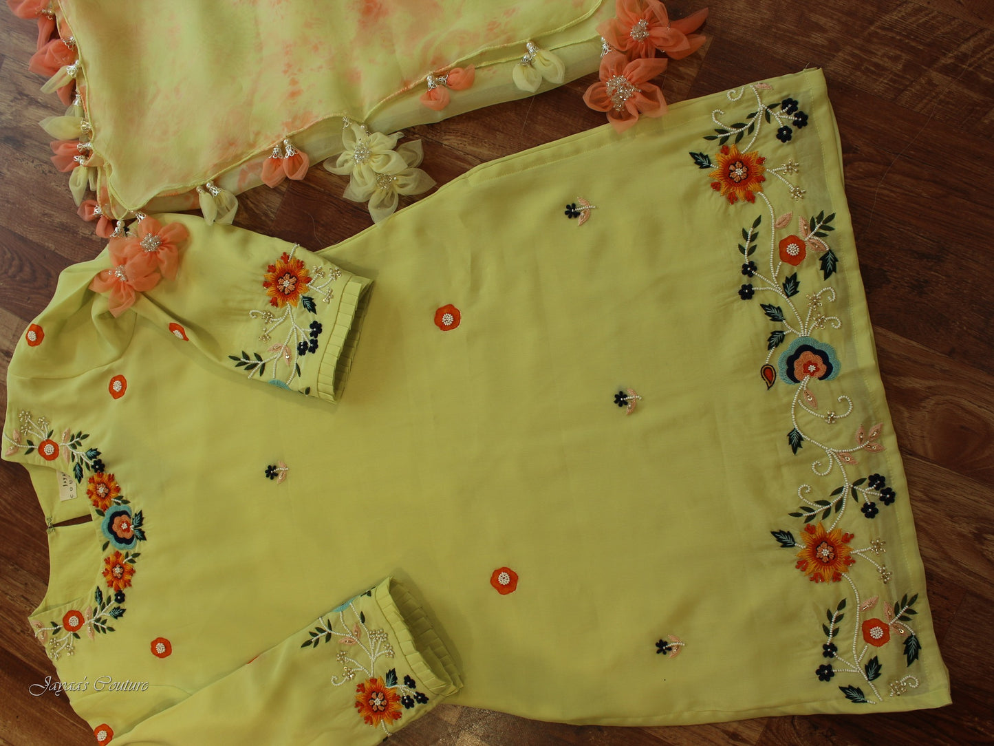 Lyril green kurta plazo with dupatta