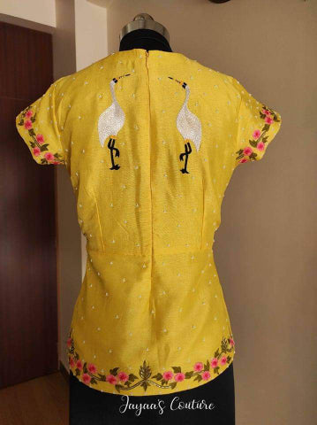 Yellow peplum with sharara and dupatta