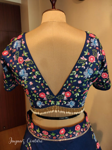 Royal blue Embroidered Blouse