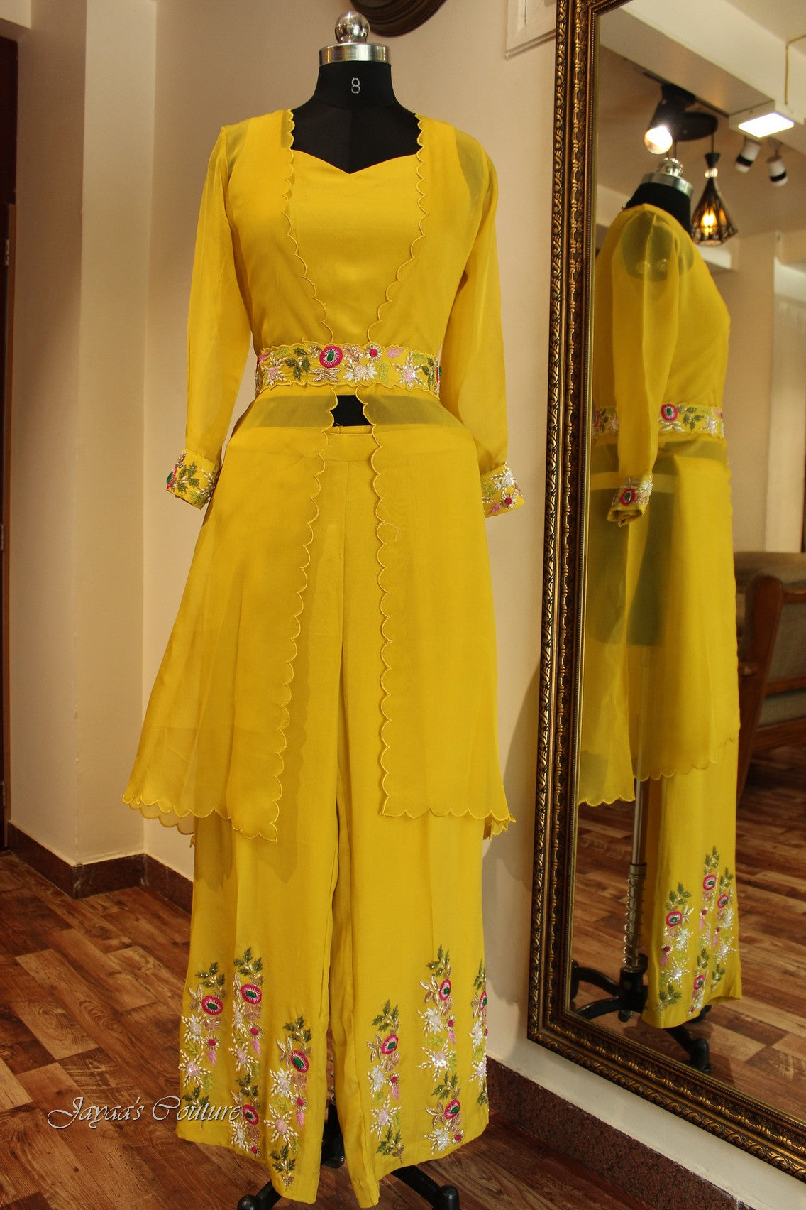 Yellow crop top with shrug