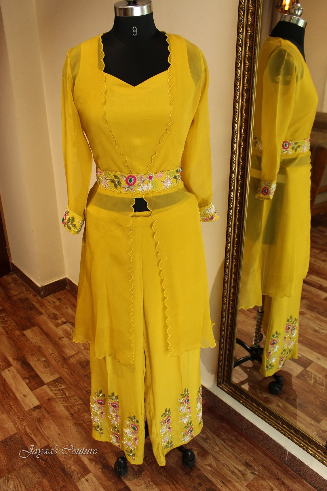 Yellow crop top with shrug