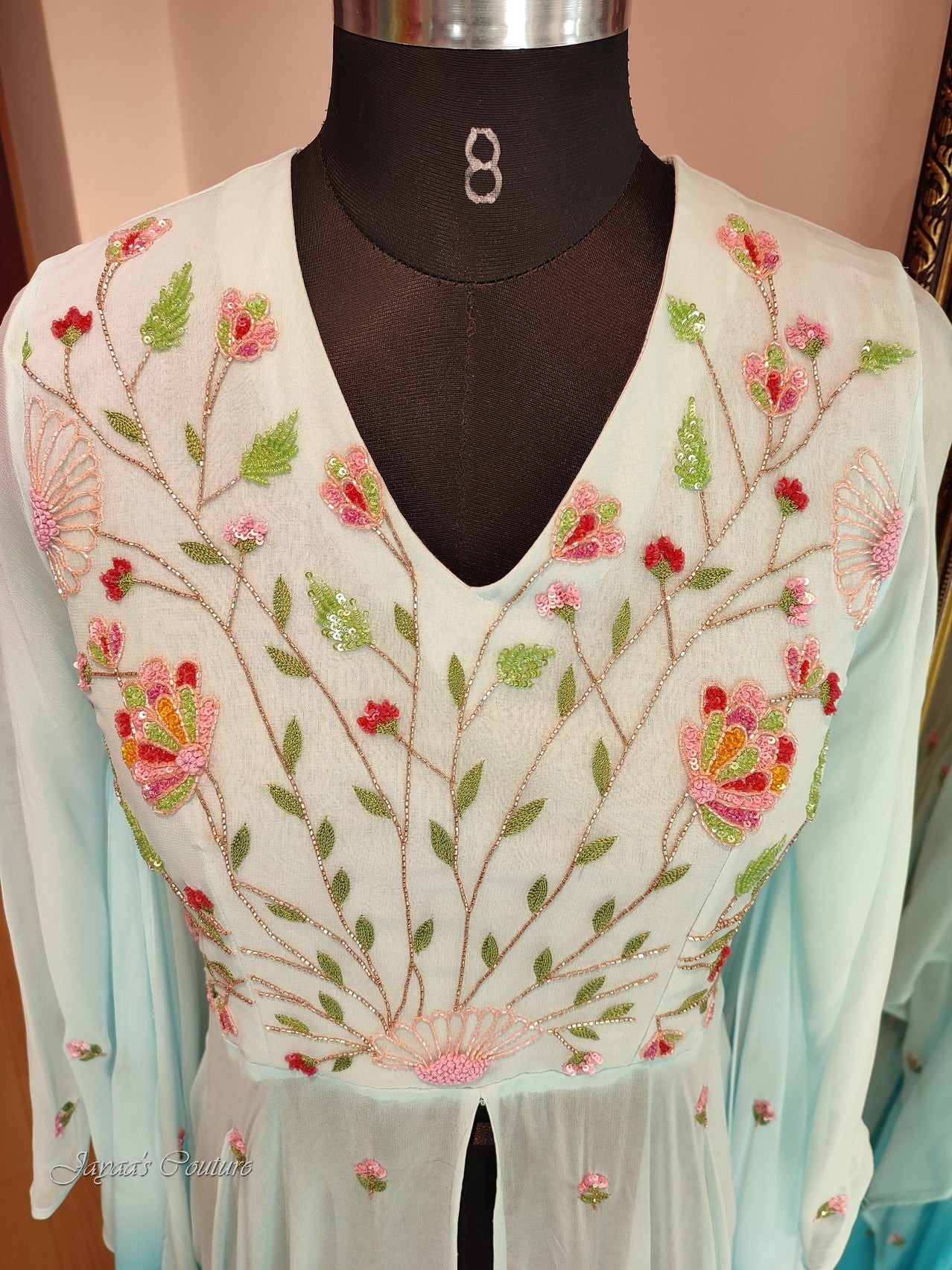 Pastel sky blue Plazo With Crop Top