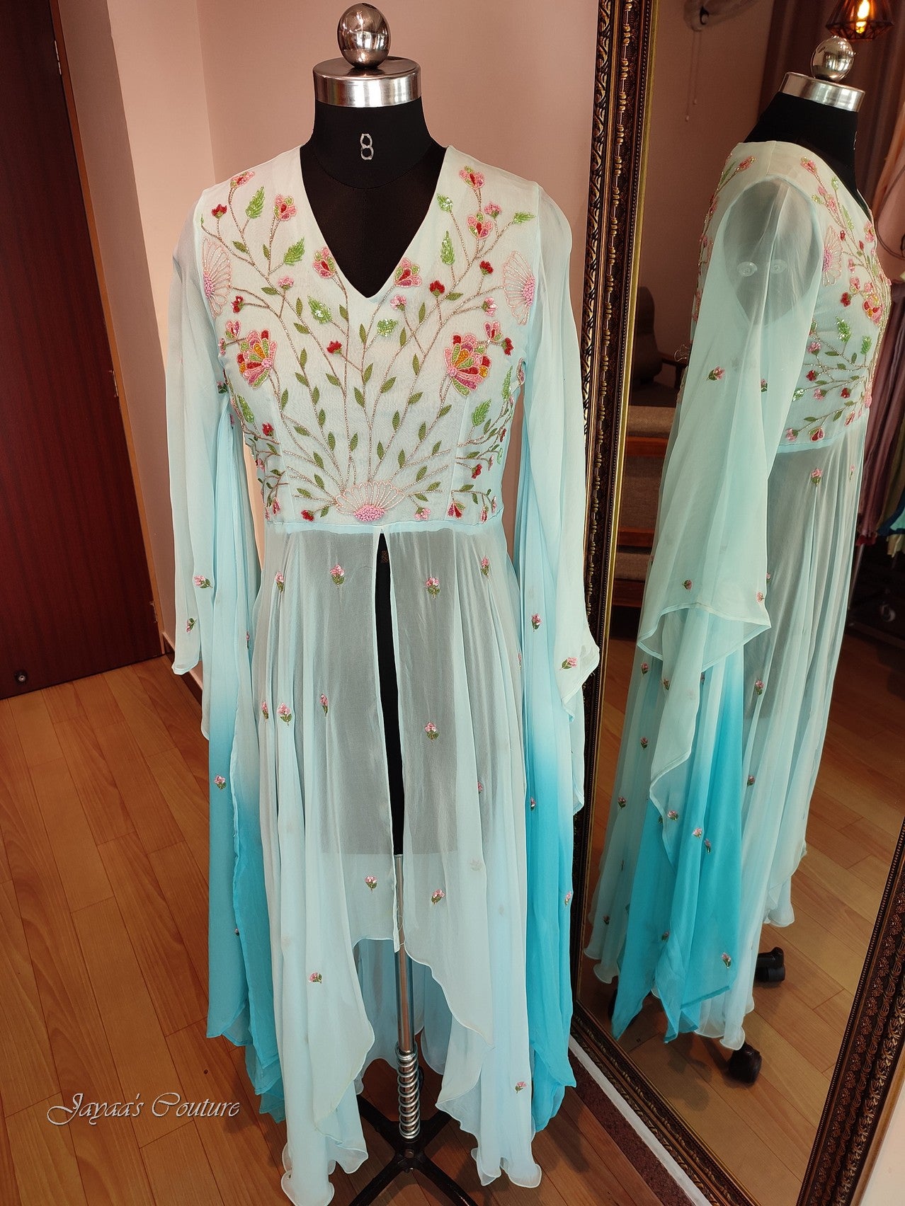 Pastel sky blue Plazo With Crop Top
