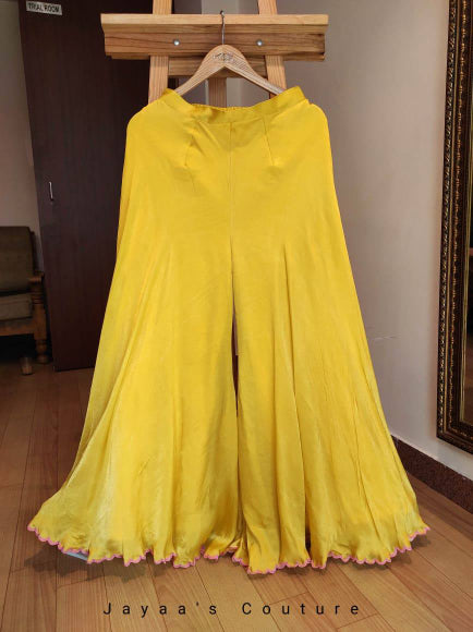 Yellow peplum with flared plazo