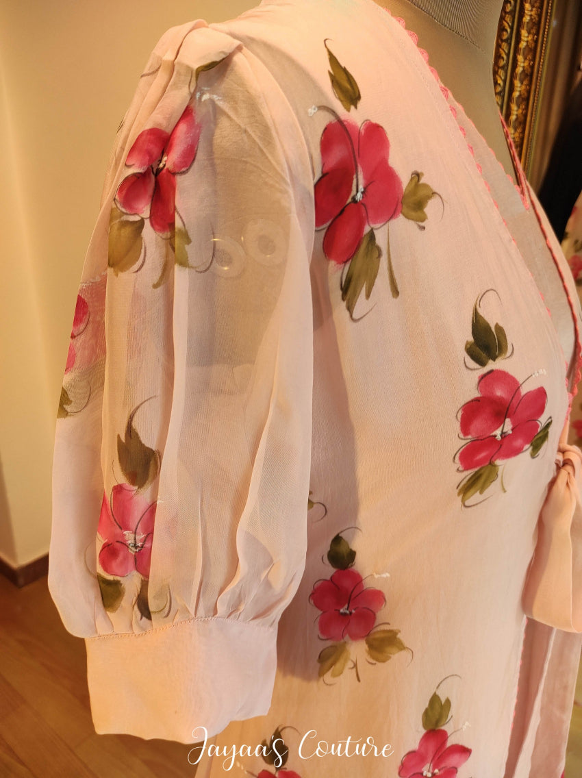 Dusty pink kurta pant with shrug