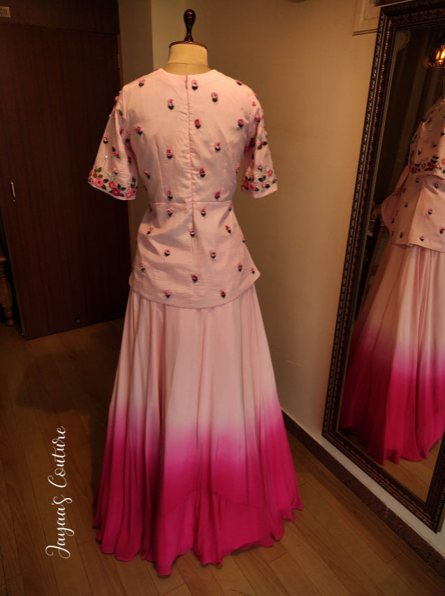 pink ombre shaded lehenga set