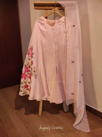 Powder Blue Peplum top with skirt & dupatta