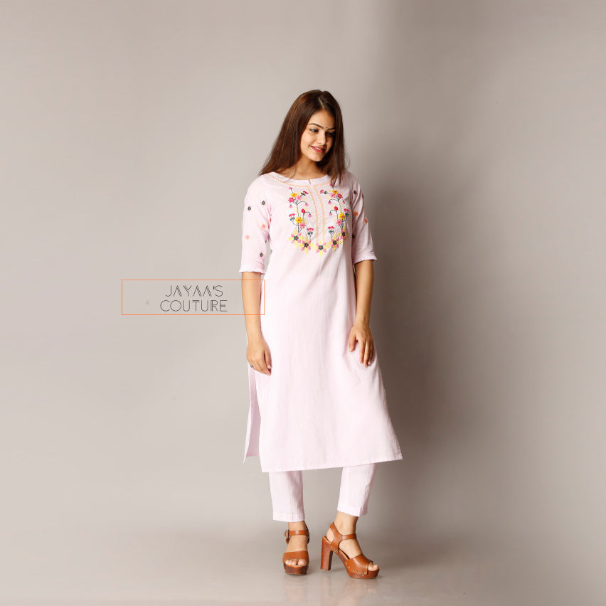 Pink kurta pants with dupatta