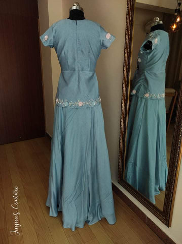 Powder Blue Peplum top with skirt