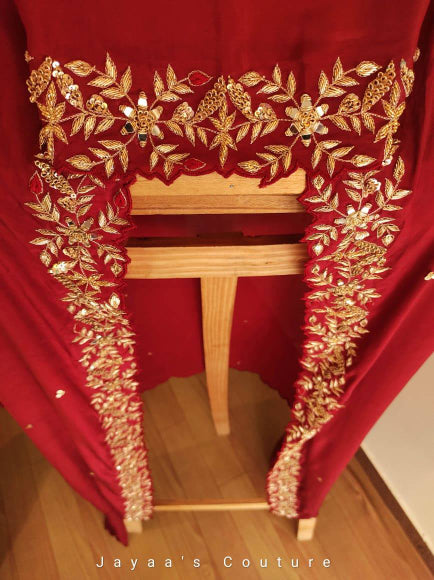 Marron skirt blouse and shrug style dupatta