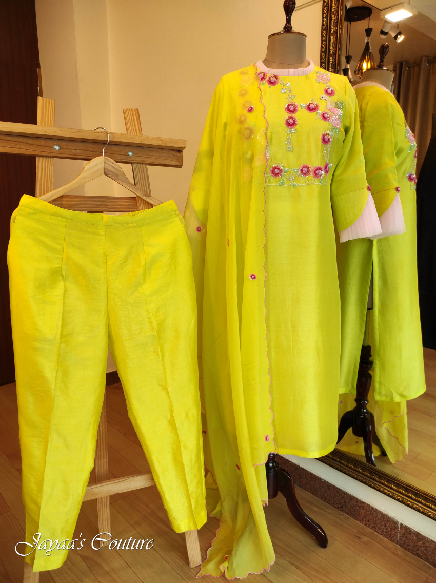 Lirl green kurta pant with dupatta