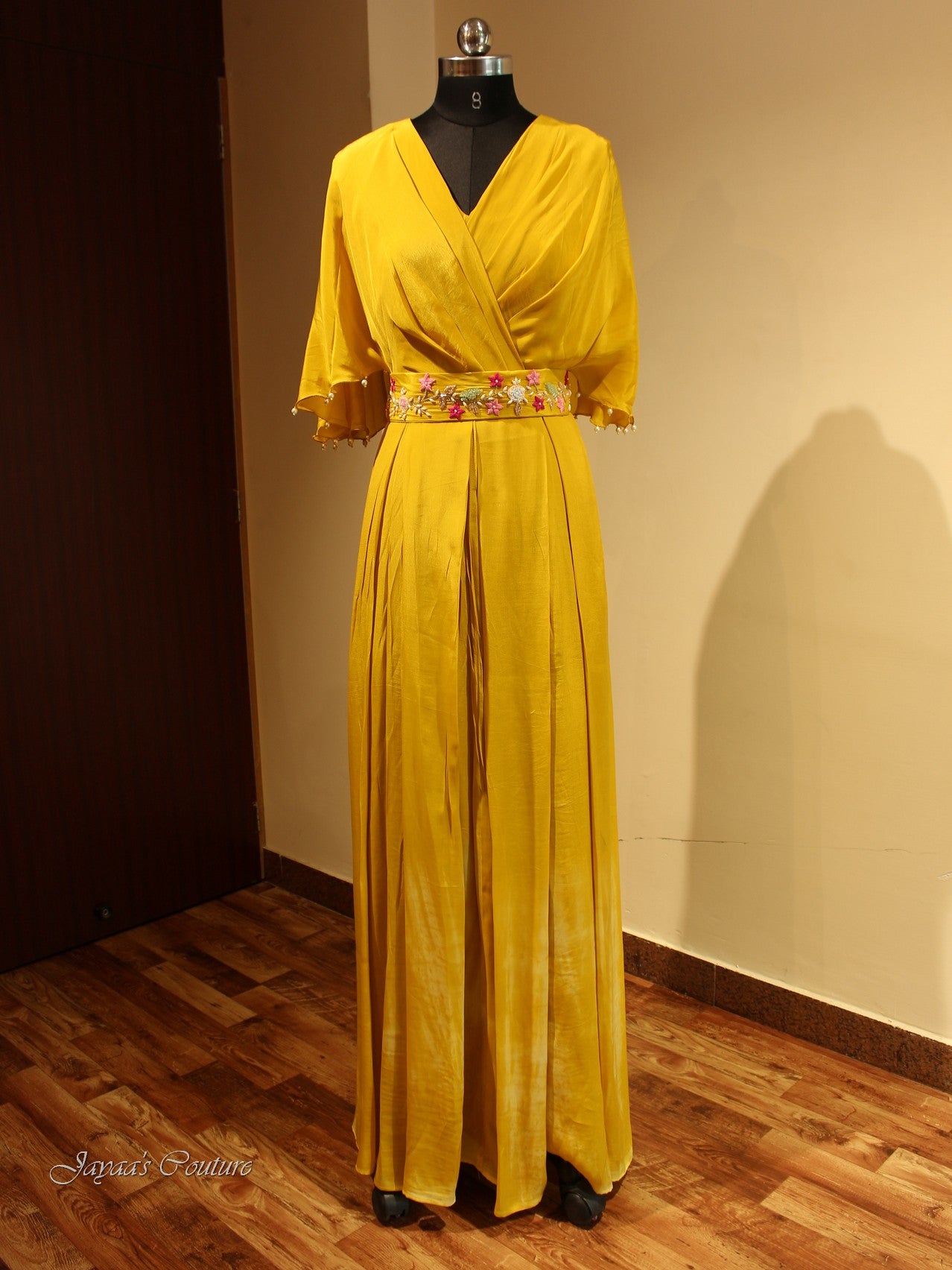 Mustard Yellow Gown with belt JAYAA'S COUTURE Mustard Yellow Gown with belt JAYAA'S COUTURE