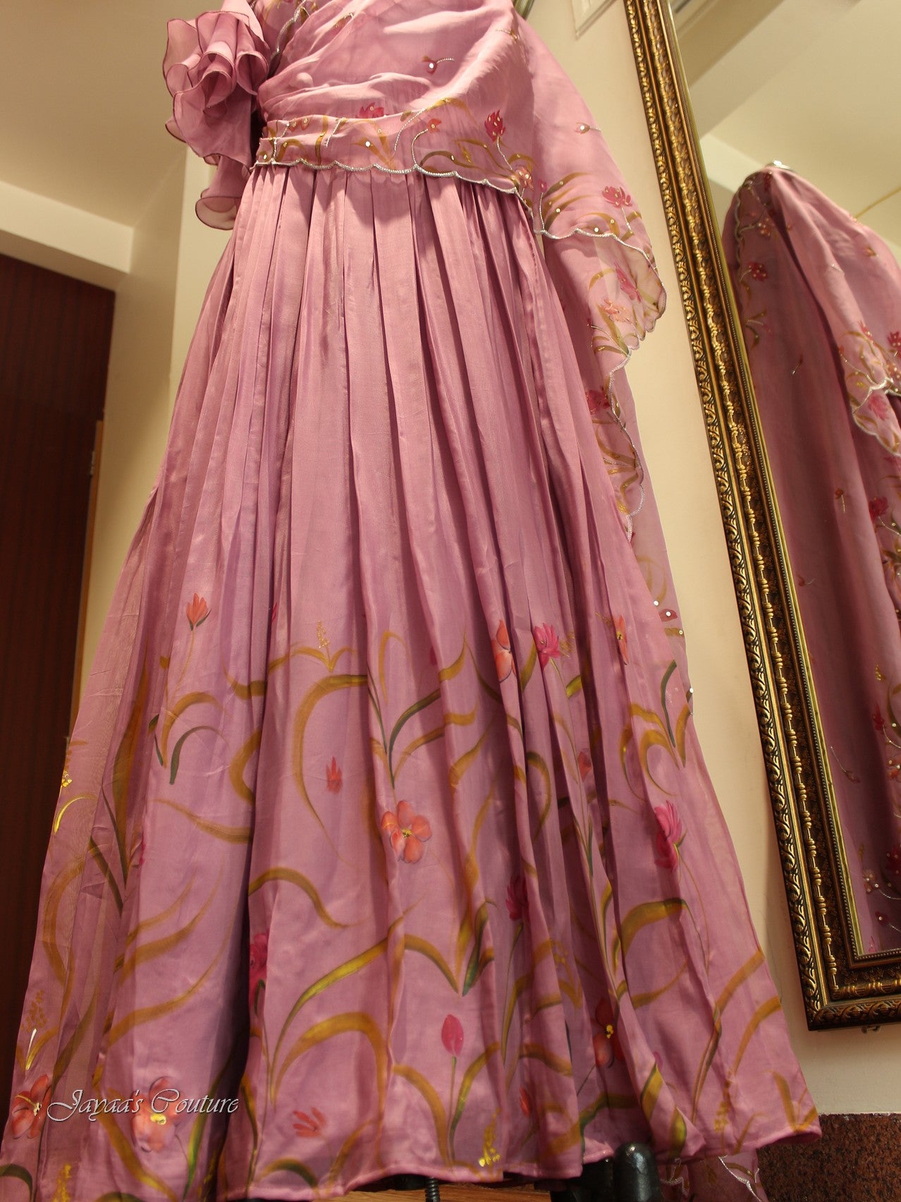 Mauve gown with drape dupatta