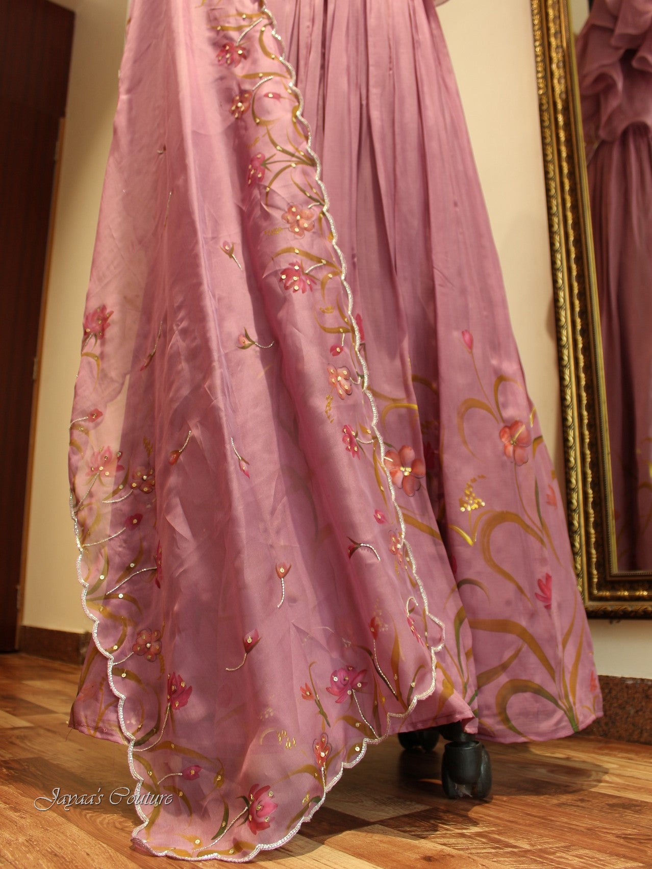 Mauve gown with drape dupatta
