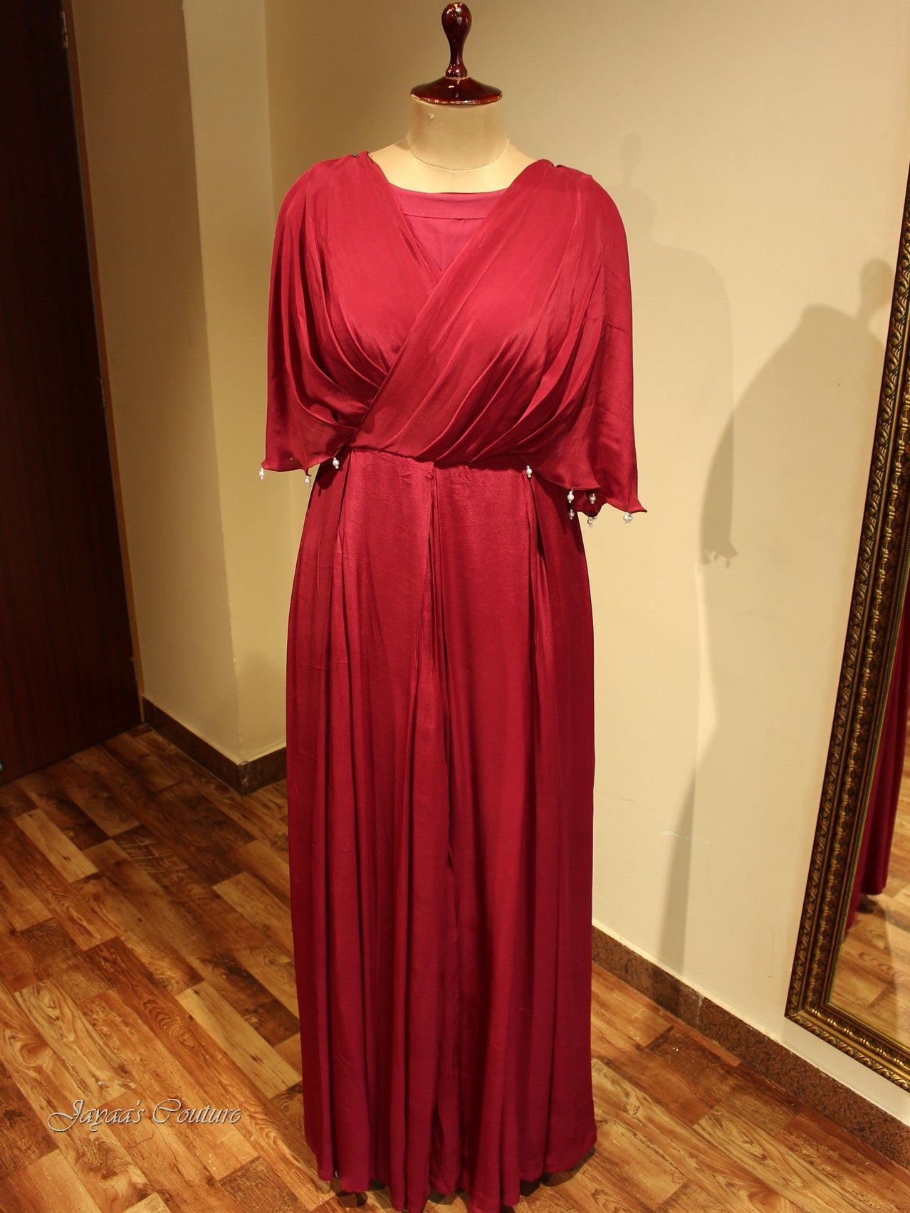 Wine Pleted gown