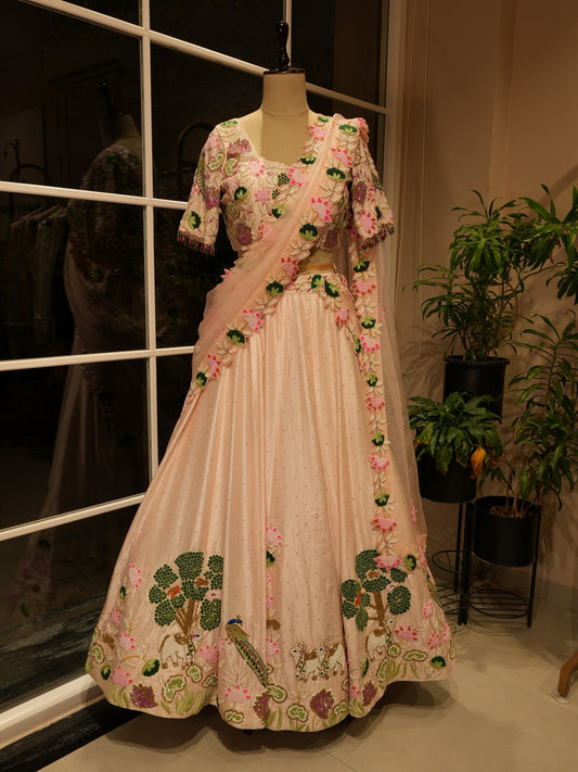 Blush pink embroidered lehenga set