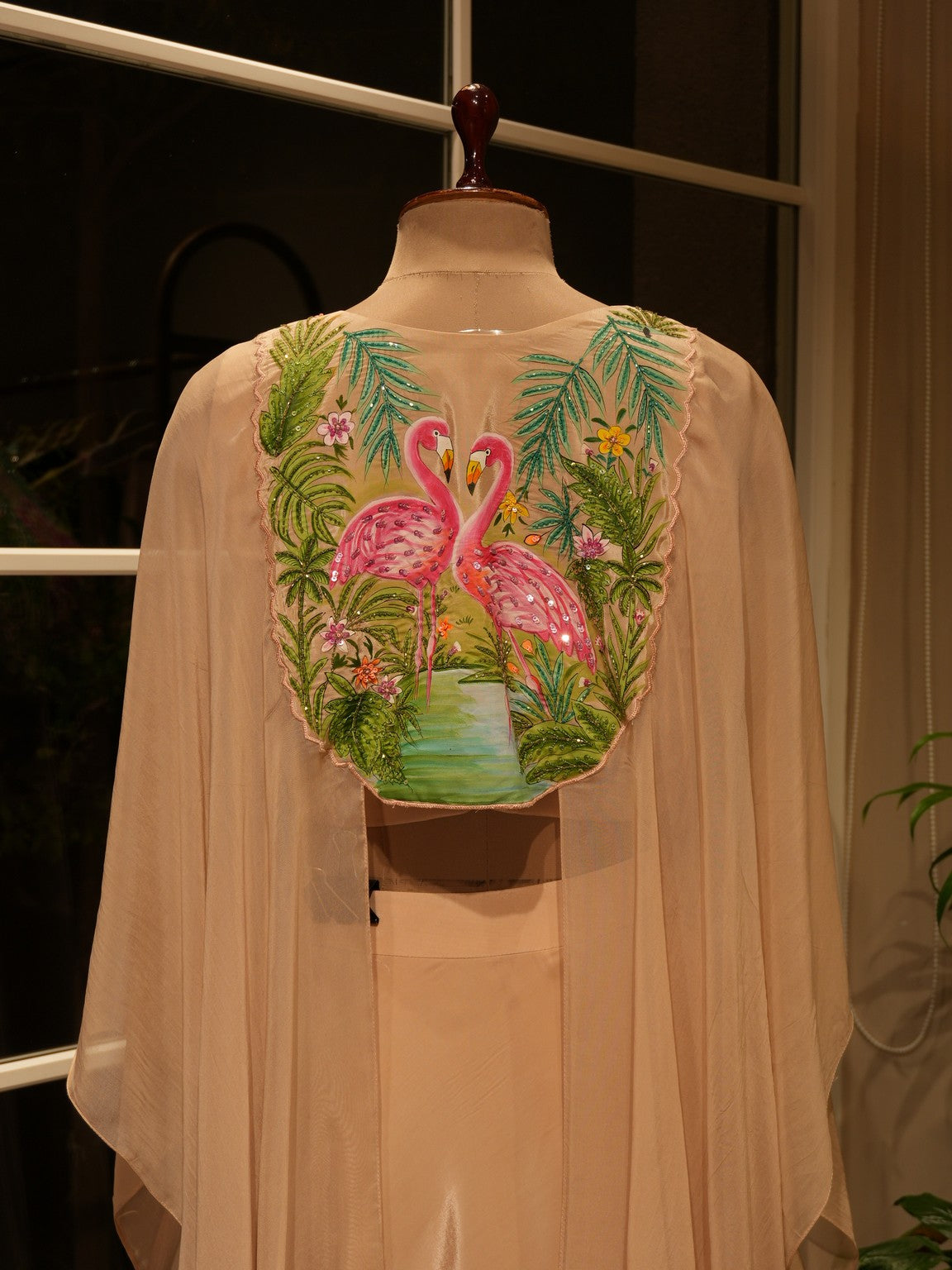 Champagne gold hand painted cape gown