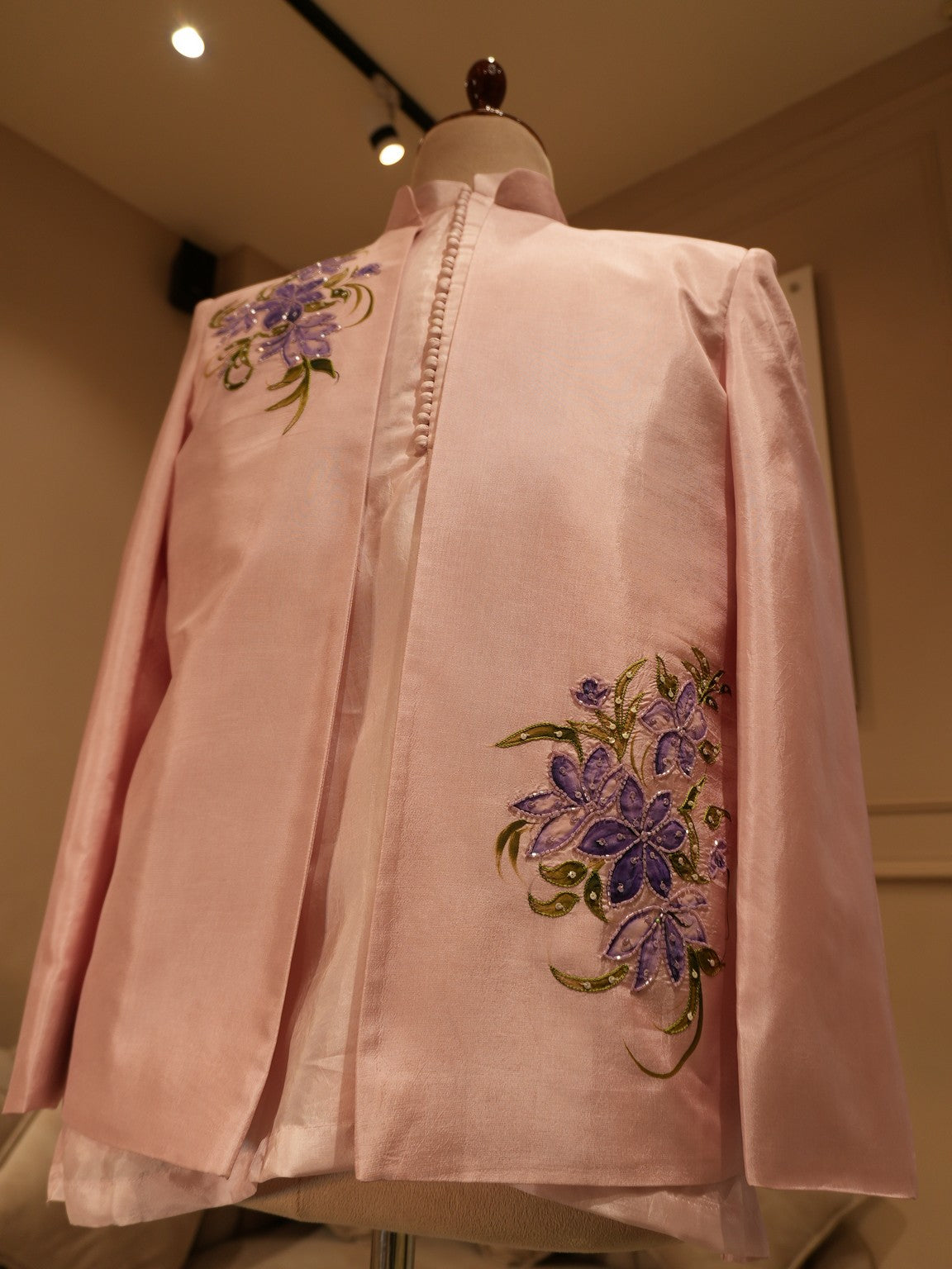 Lilac hand painted mens indo western