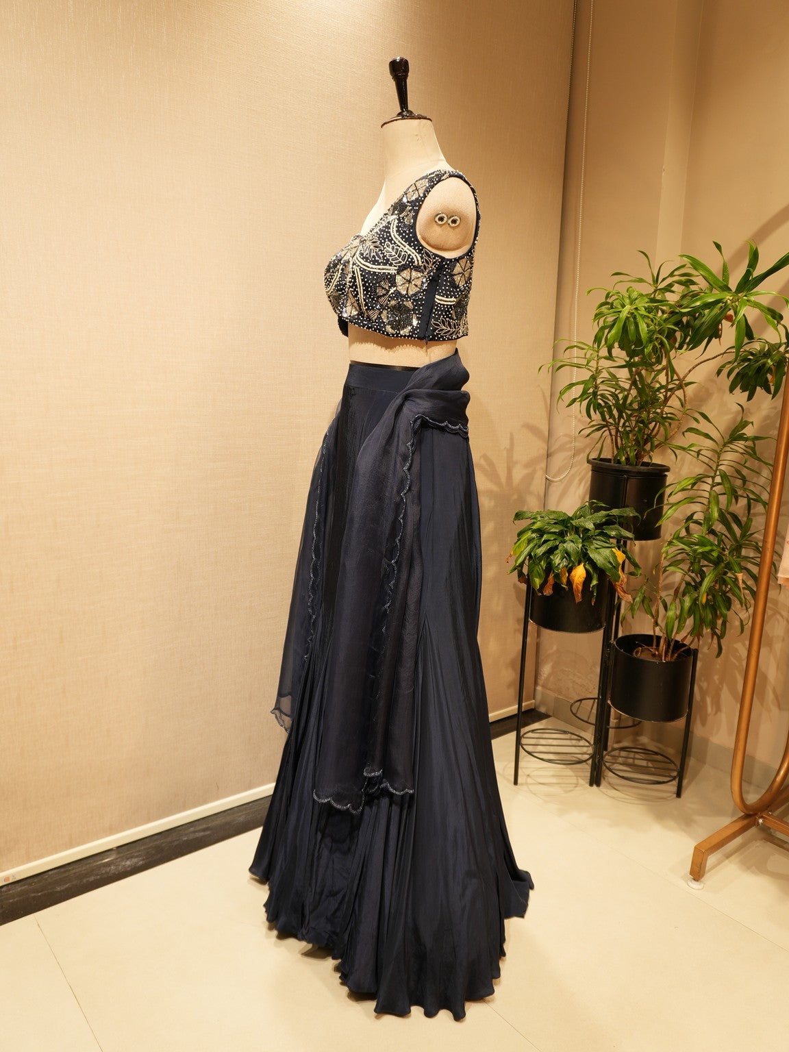 Navy blue crop top skirt