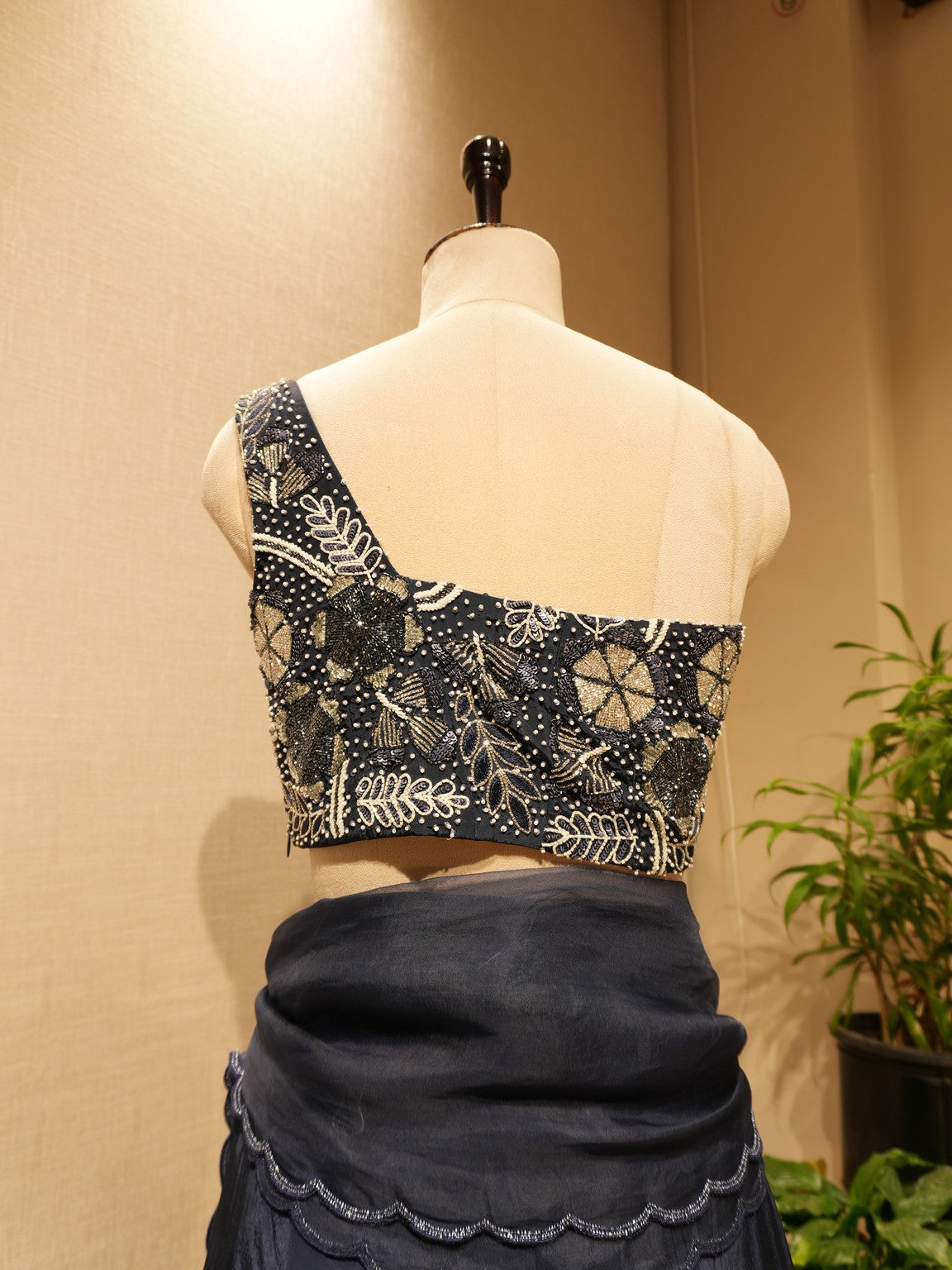 Navy blue crop top skirt