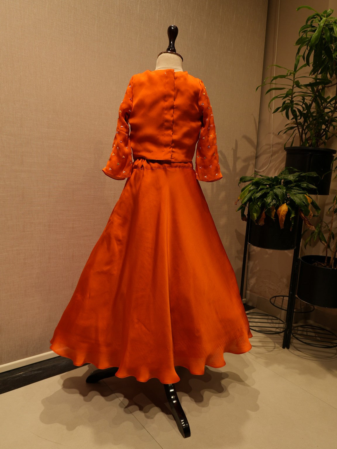 Rust orange kids crop top skirt
