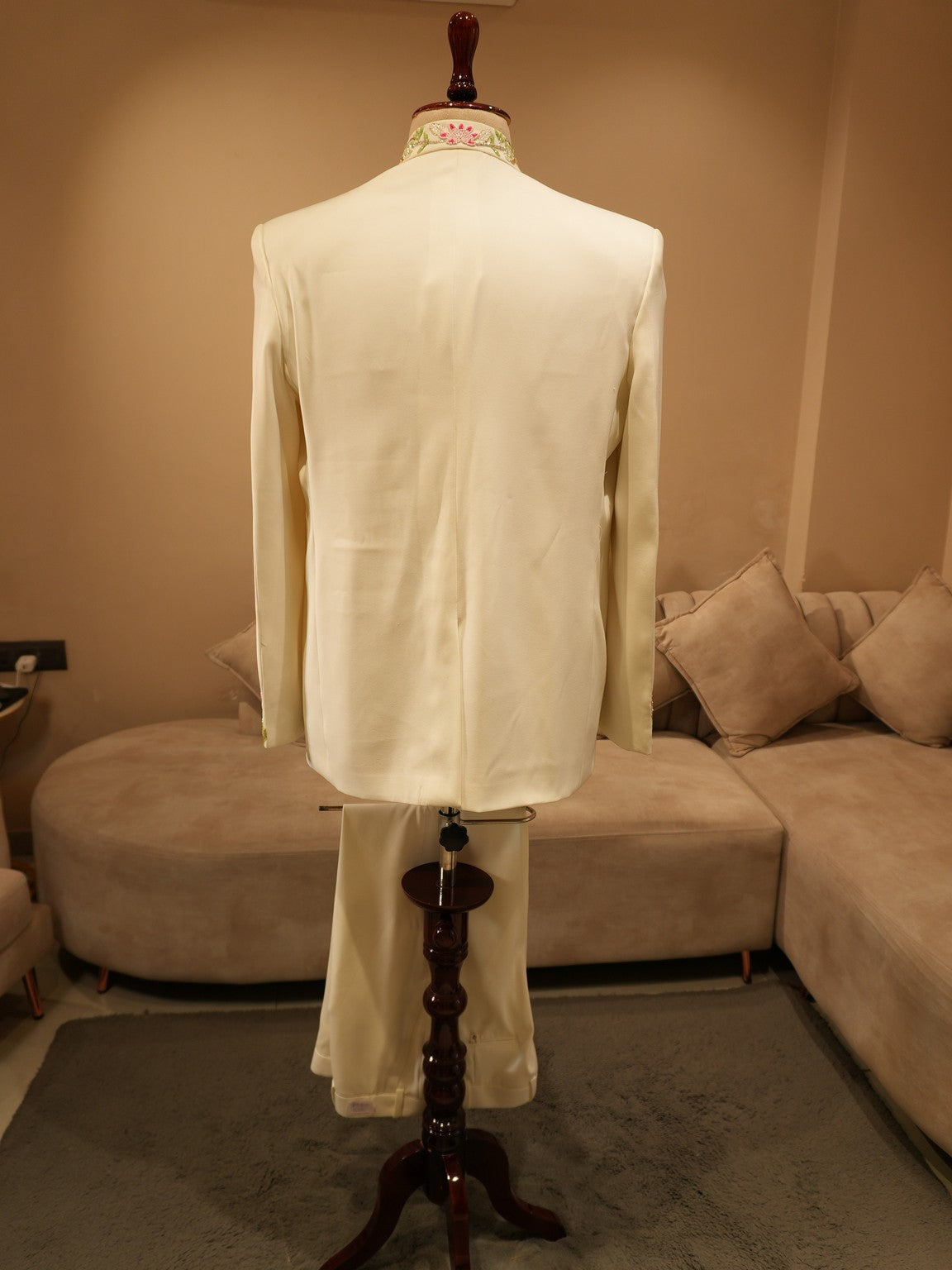 Pearl white mens jodhpuri set