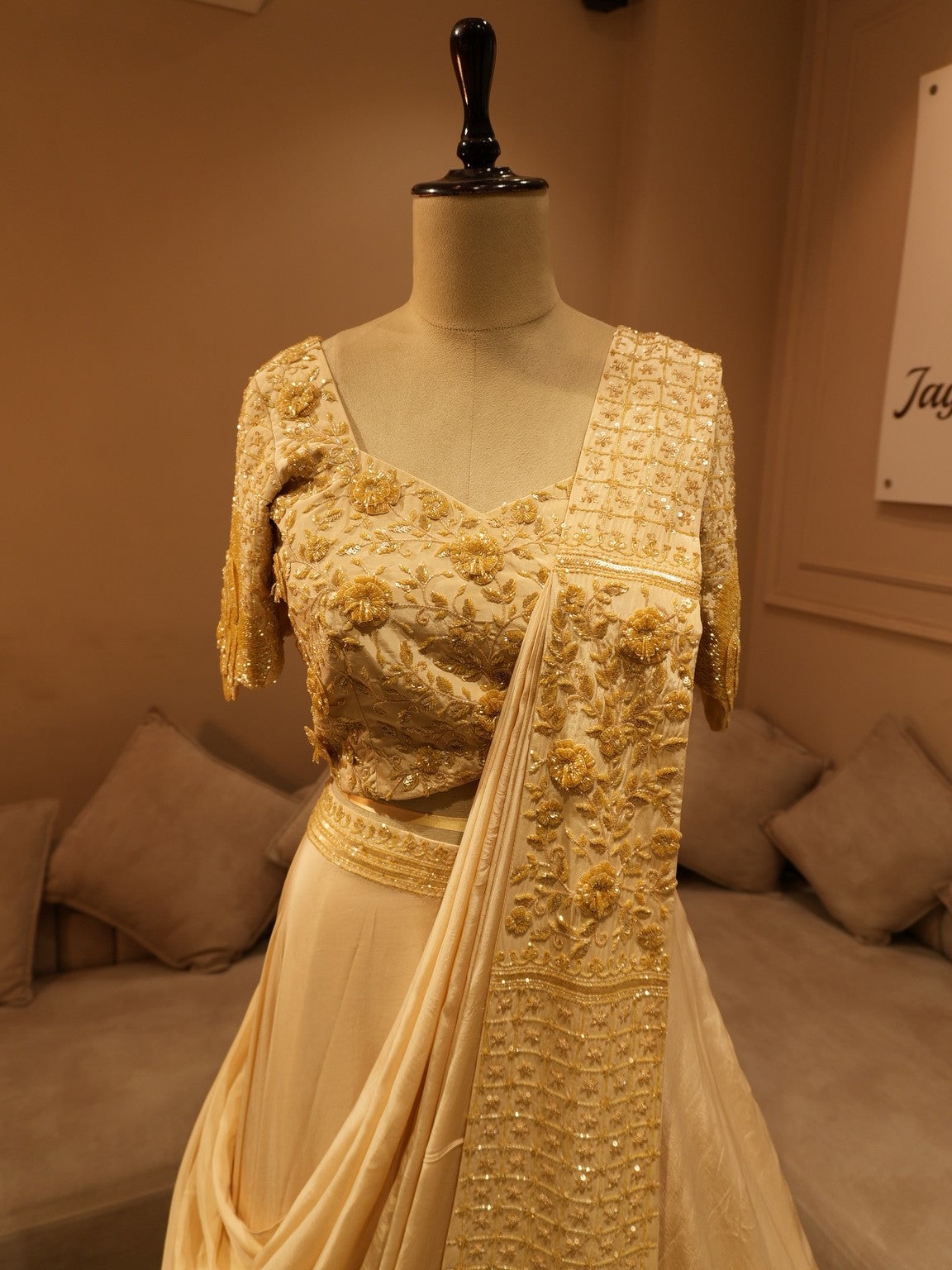 Champagne gold 3d lehenga set