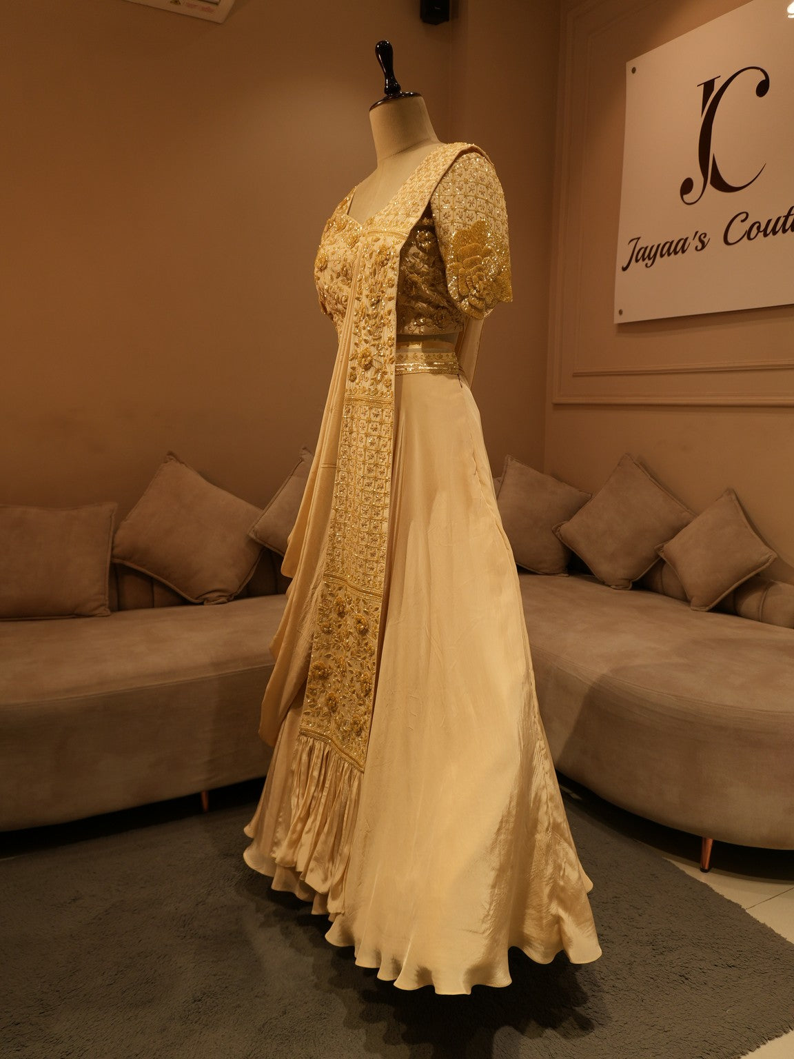 Champagne gold 3d lehenga set