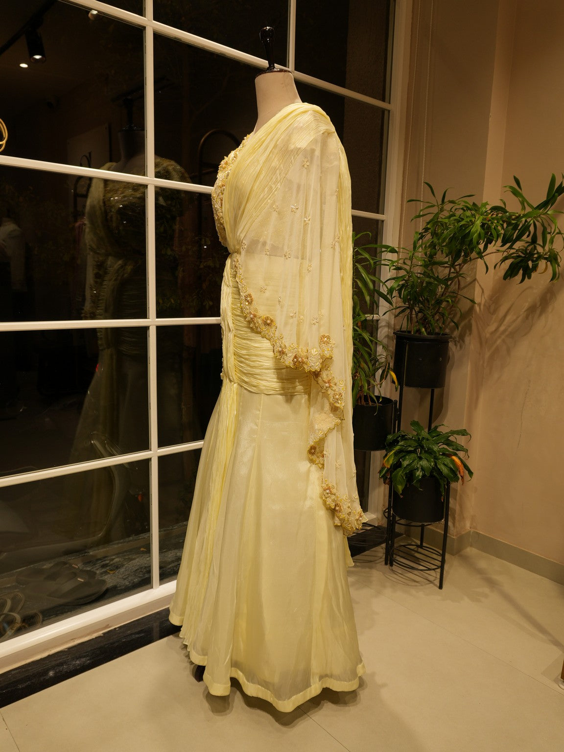 Pale yellow lehenga set