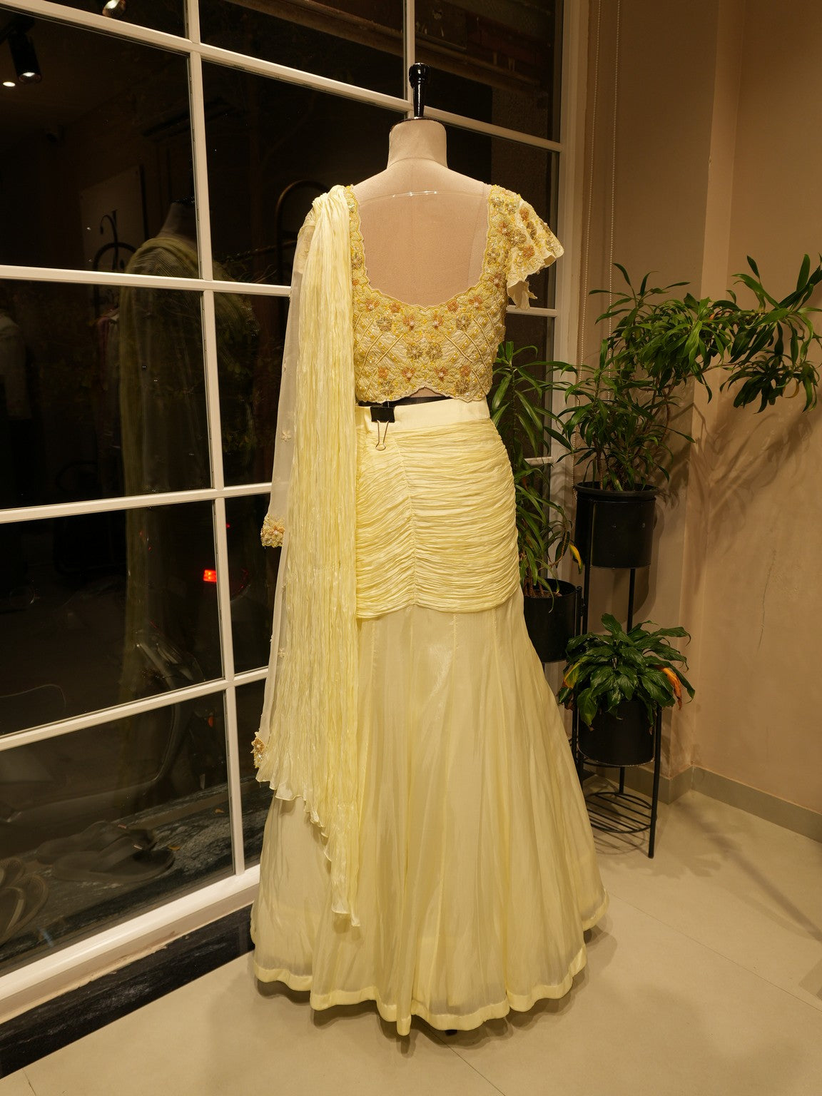 Pale yellow lehenga set