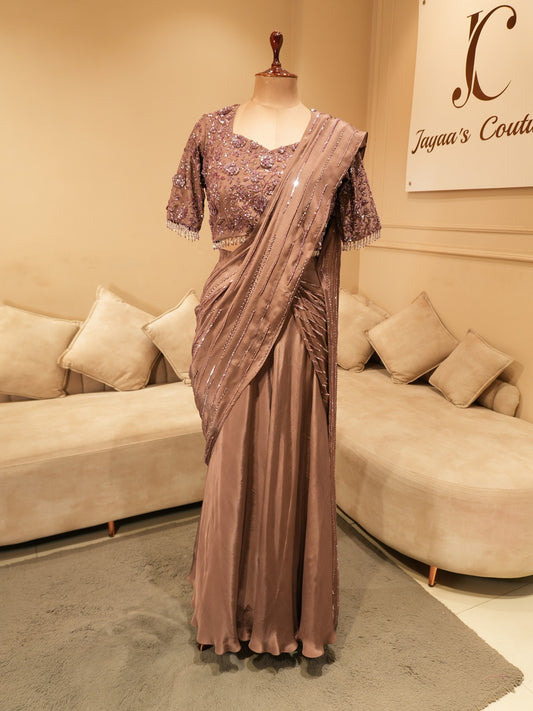 Mauve drape saree