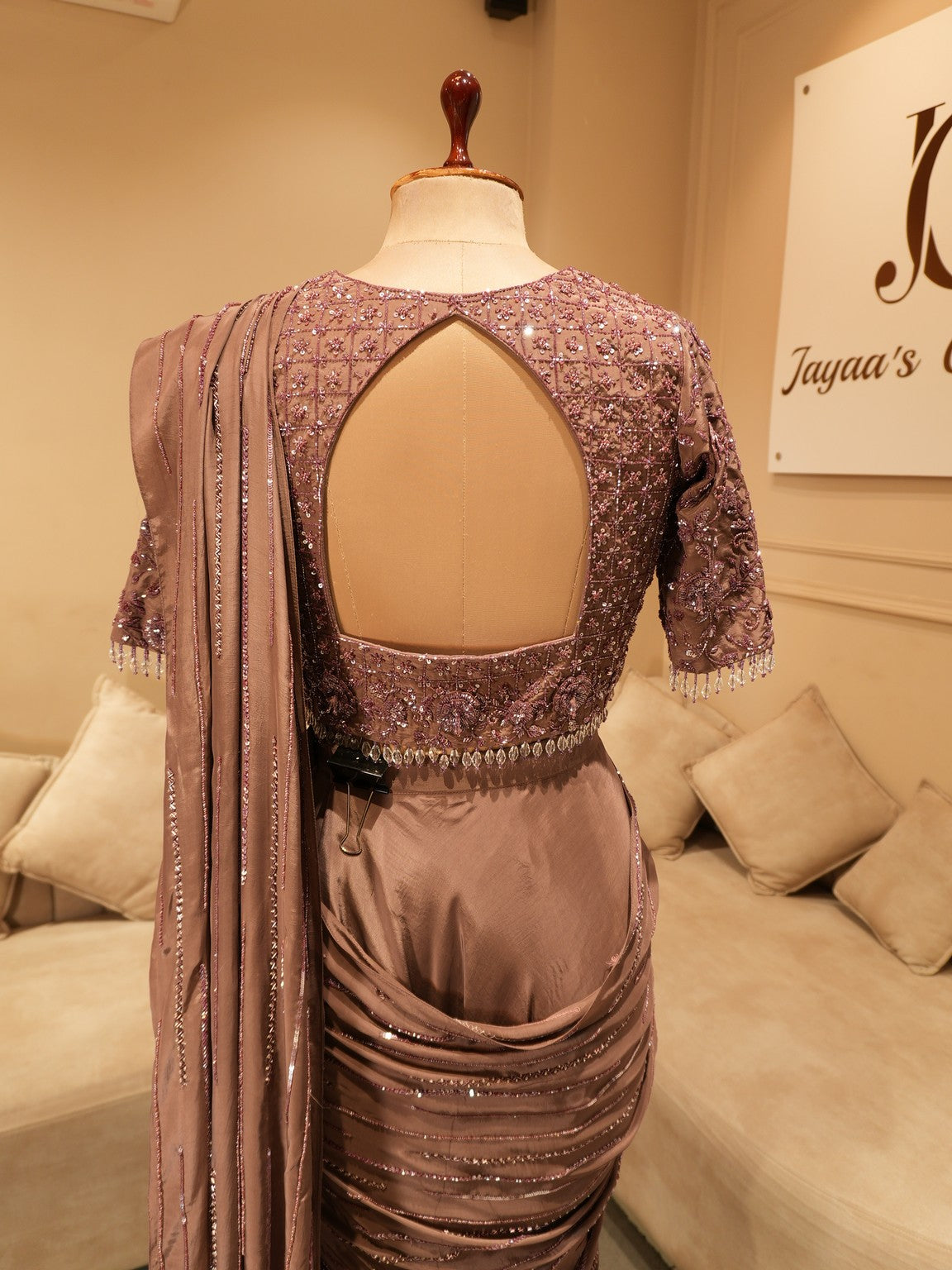 Mauve drape saree