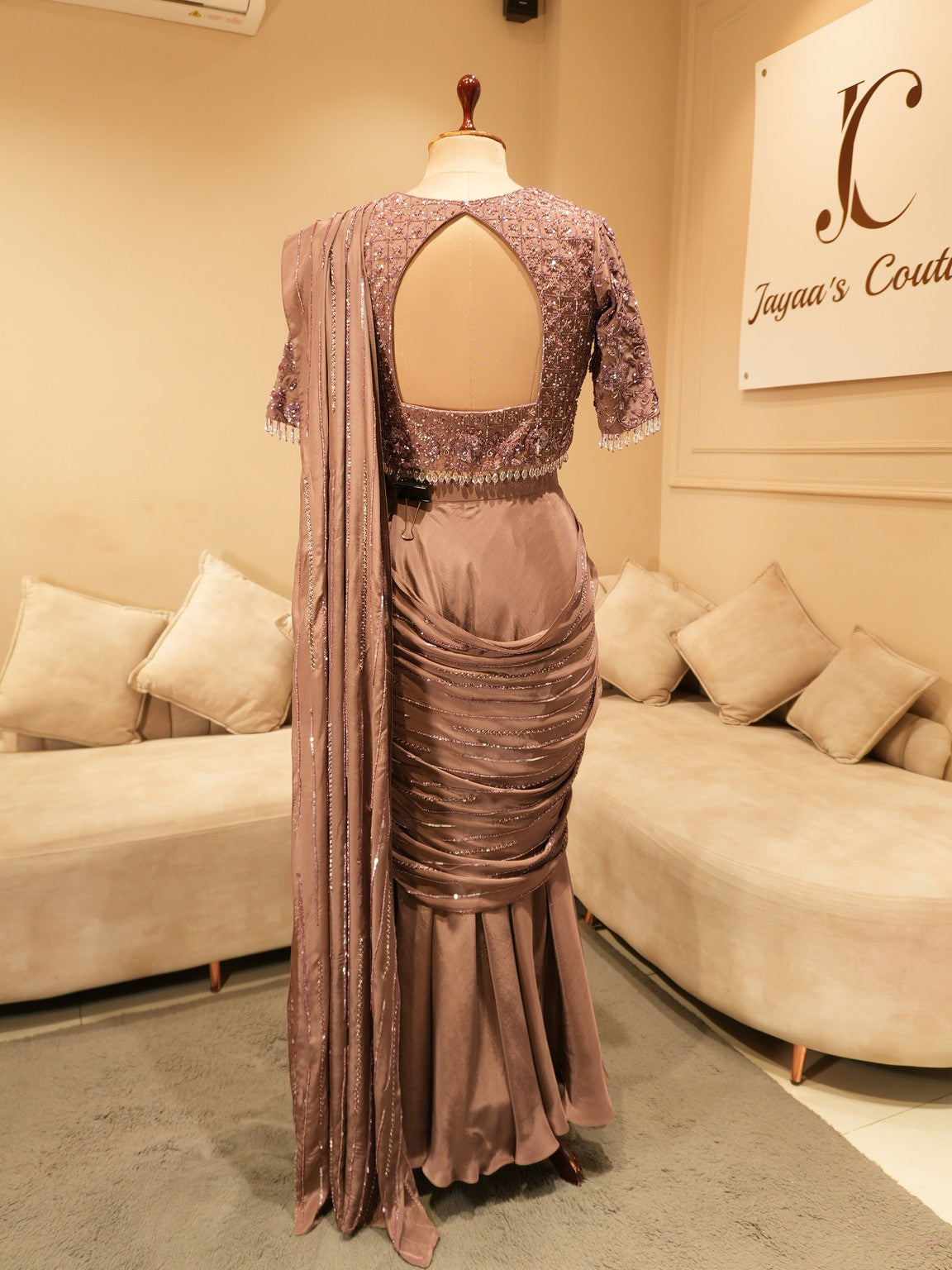 Mauve drape saree