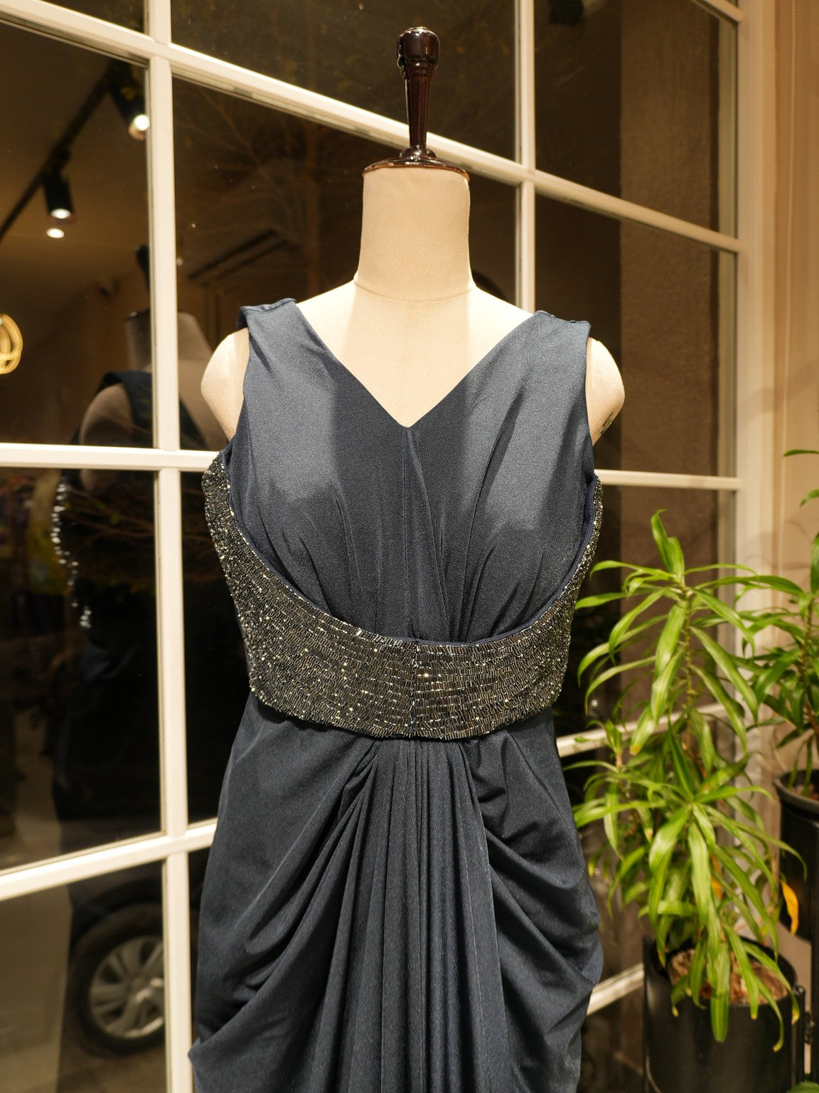 Mid night black gown