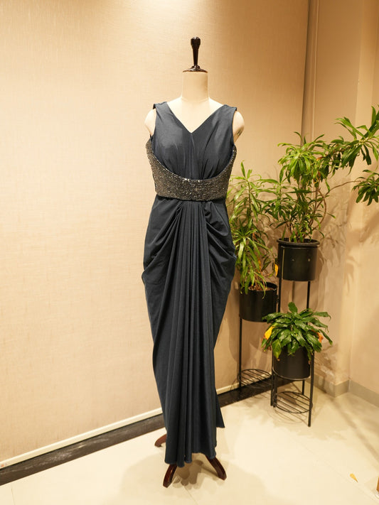 Mid night black gown