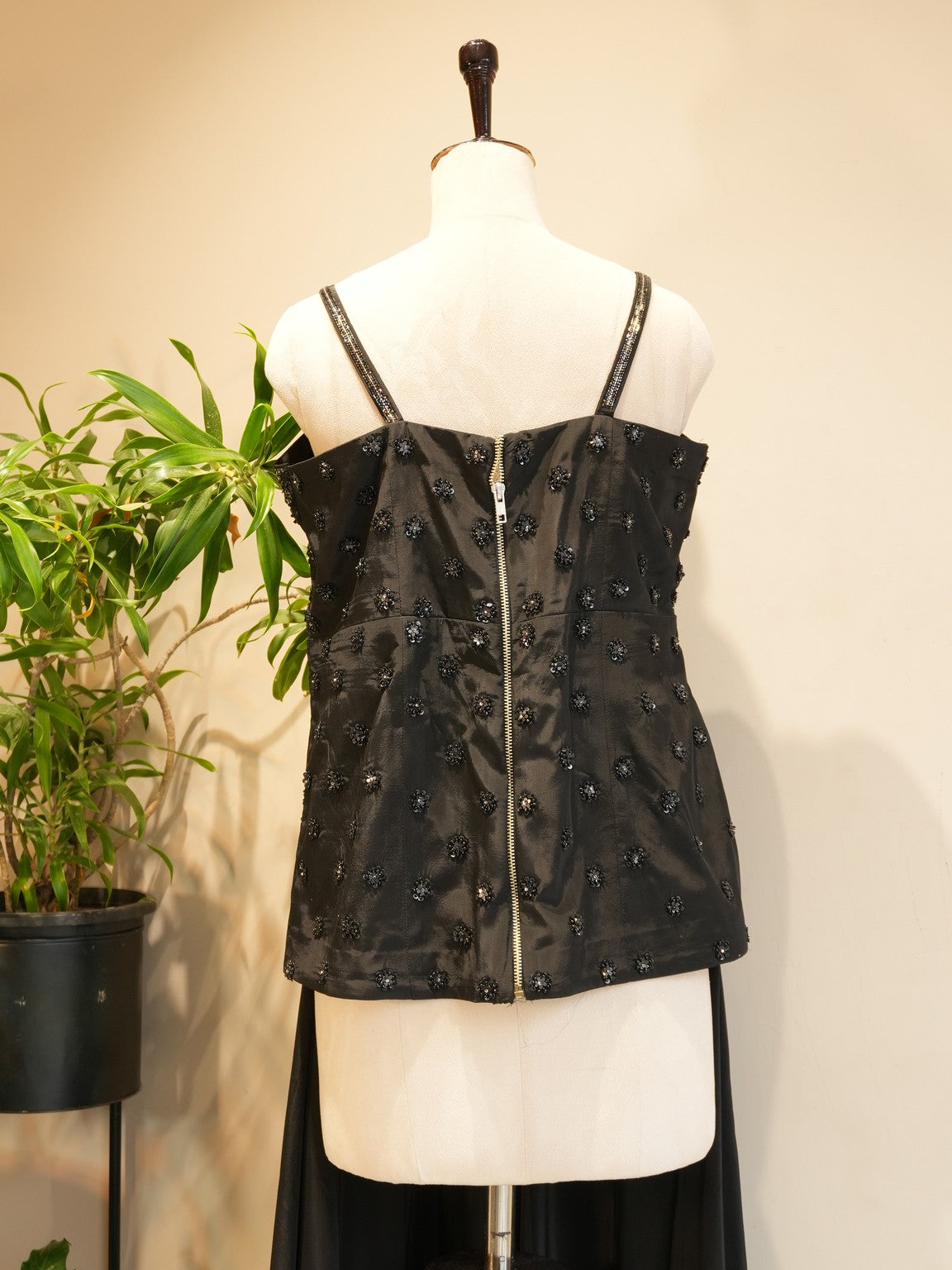Mid night black croset with plazo