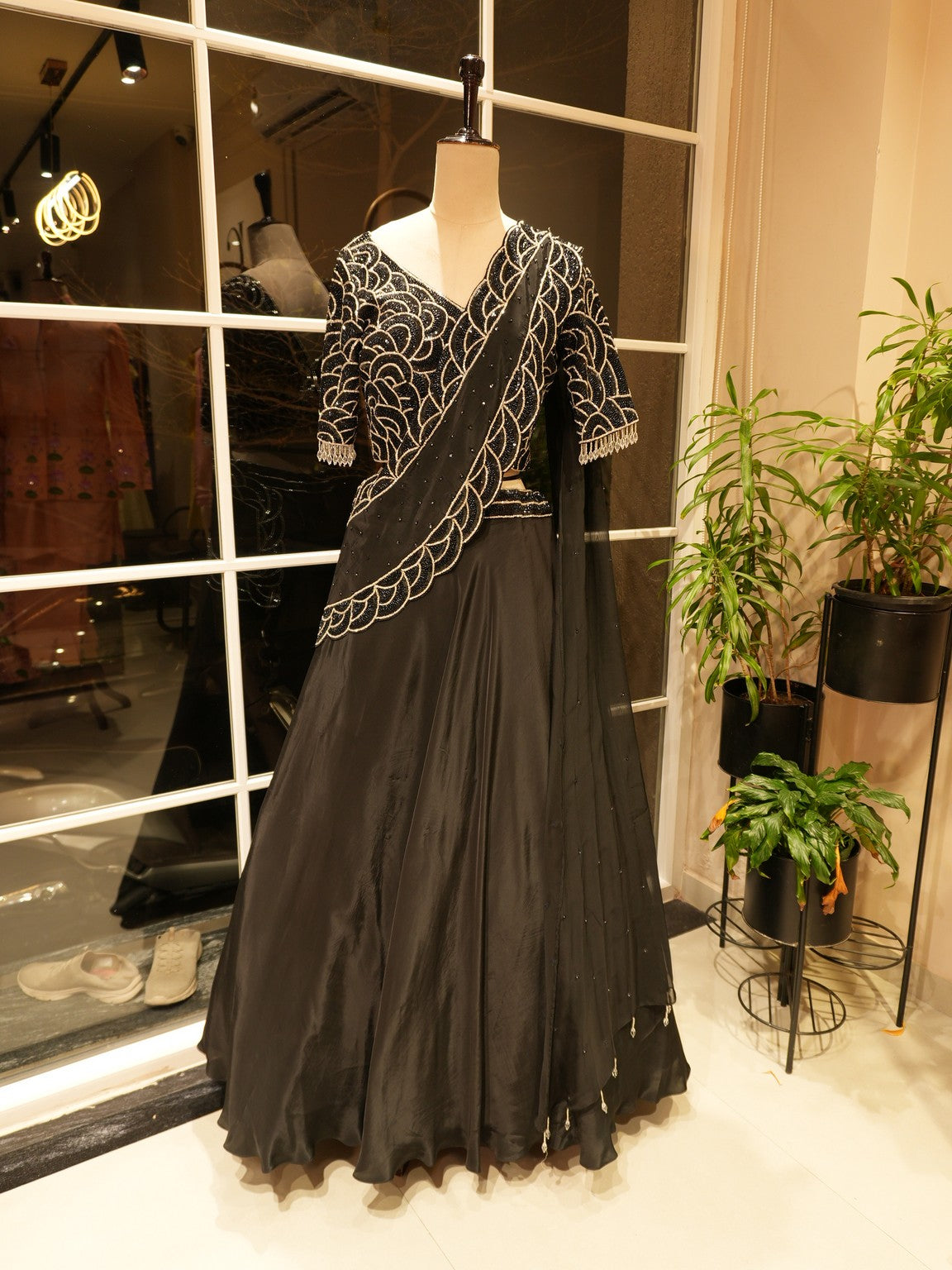 Mid night black lehenhga set