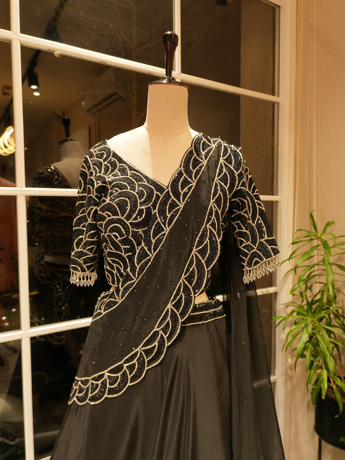 Mid night black lehenhga set